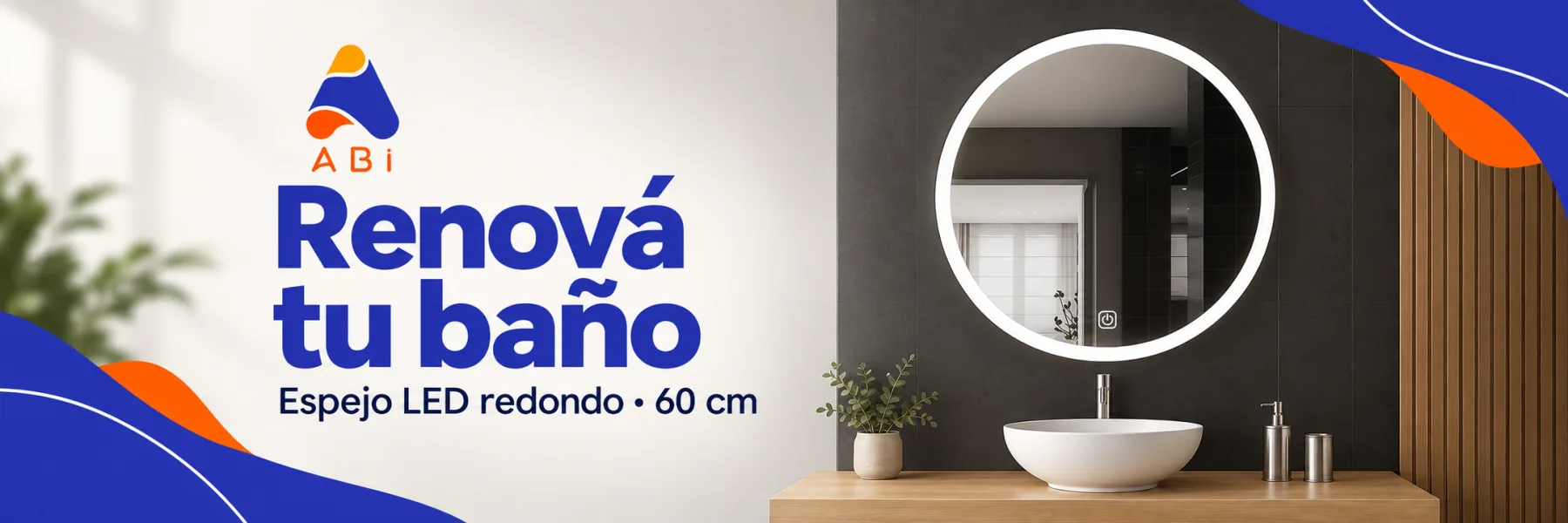 ABi — Renová tu baño. Espejo LED redondo · 60 cm.